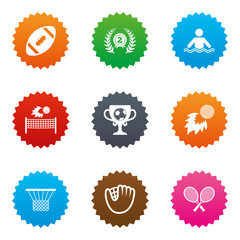 Sport games, fitness icon. Football, golf.