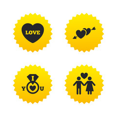 Valentine day icons. I love you ring sign.