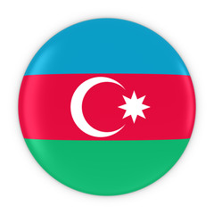 Azerbaijani Flag Button - Flag of Azerbaijan Badge 3D Illustration