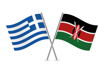 Greek and Kenyan flags. Vector illustration.