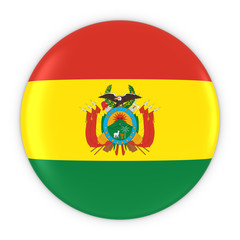 Bolivian Flag Button - Flag of Bolivia Badge 3D Illustration