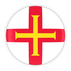 Obraz premium Channel Islands Flag Button - Flag of Guernsey Badge 3D Illustration