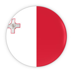 Maltese Flag Button - Flag of Malta Badge 3D Illustration