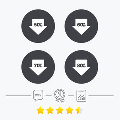 Sale arrow tag icons. Discount symbols.