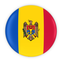 Moldovan Flag Button - Flag of Moldova Badge 3D Illustration