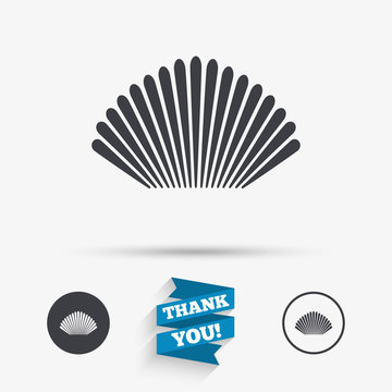 Sea shell sign icon. Conch symbol. Travel icon.