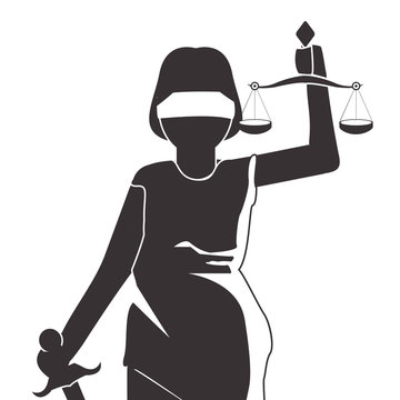 Flat Design Lady Justice Icon Vector Illustration