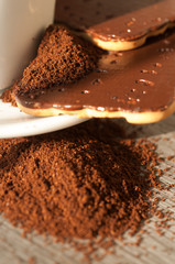 ground coffee and chocolate chip cookies