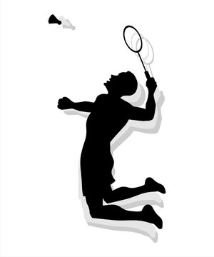 recommend clip art: Silhouette of man playing badminton