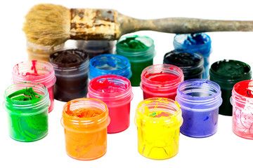 colorful gouache in jars