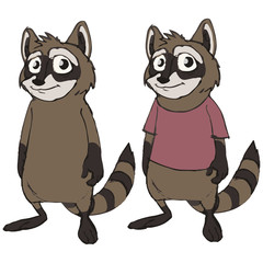 Cute raccoon animal cartoon character