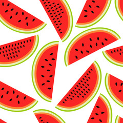 Seamless summer pattern with watermelon.Vector print.Textile texture