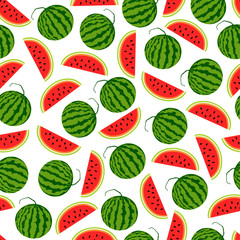 Seamless summer pattern with watermelon.Vector print.Textile texture