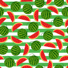 Seamless summer pattern with watermelon.Vector print.Textile texture