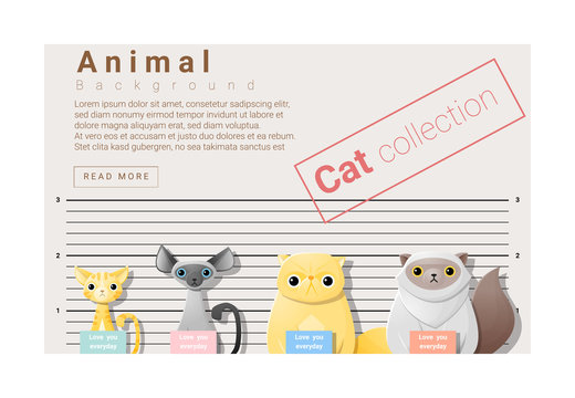 Cute animal family background with Cats, vector , illustration