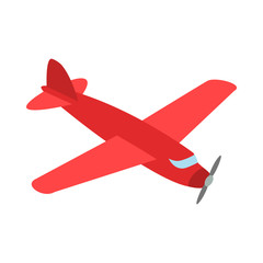 Red plane icon in isometric 3d style isolated on white background. Air transport symbol