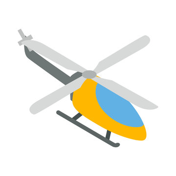 Orange helicopter icon in isometric 3d style isolated on white background. Air transport symbol