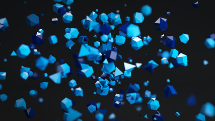 Chaotic Polygon particles abstract 3D render