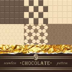 Chocolate. 6 seamless patterns. Vector Illustration