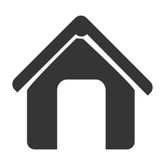 House with roof and door icon in black and white , vector illustration graphic design.