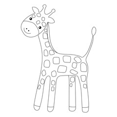 Coloring page Little cute giraffe isolated on white background for kid colouring book. Vector illustration