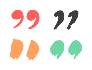 Quote sign icon text concept message bubble dialog symbol. Vector quotation mark symbol. Double quotes sign end of words. Circle buttons quote sign graphic talk double inverted label.
