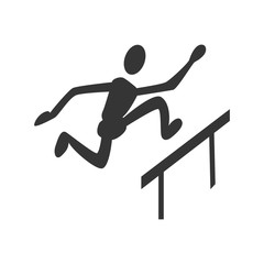 Athlete trainning athletism sport in black and white colors, vector illustration graphic