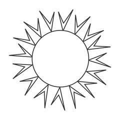 Sun burst icon in black and white colors, isolated flat icon 