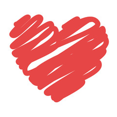 Red heart shape, isolated flat icon vector illustration graphic.