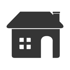 Real estate business icon in black and white colors, vector illustration graphic.