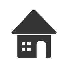 Real estate business icon in black and white colors, vector illustration graphic.