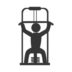 Man doing exercise pictogram design, isolated flat icon vector illustration.