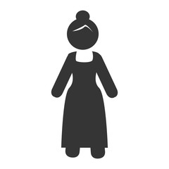 Grandmother in pictogram design, isolated flat icon with black and white colors.