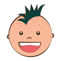 Little boy smiling cartoon design, isolated flat vector illustration graphic.