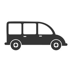 car in black and white icon, isolated flat icon vector illustration.