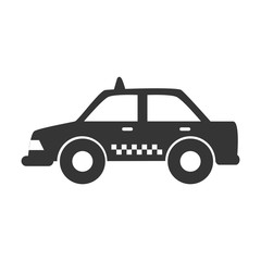 Taxi cab in black and white icon, isolated flat icon vector illustration.