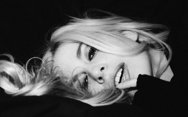 beautiful girl lying on a couch 