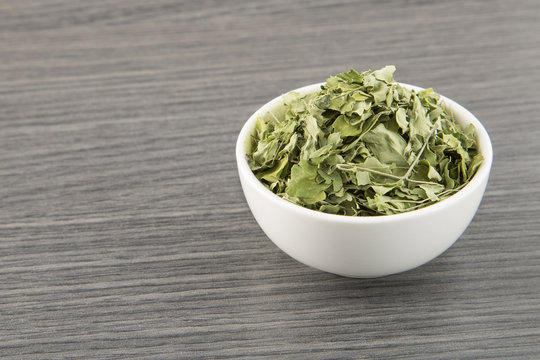 Moringa leaves in bowl