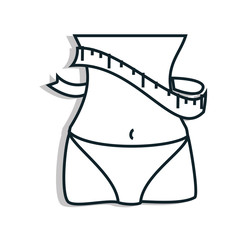 Woman body losing weight, isolated flat icon vector illustration graphic.