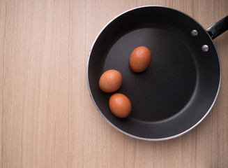 Cooking concept, Cook the food on wood table, Top view