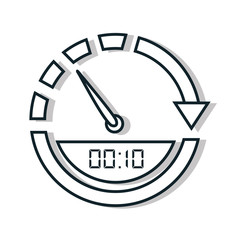 Fototapeta premium Time and clock isolated flat line icon in black and white colors, vector illustration graphic.