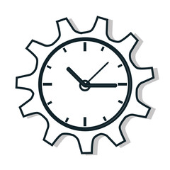 Time and clock isolated flat line icon in black and white colors, vector illustration graphic.