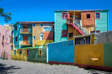 Fototapete Rund Colorful buildings of Caminito street in La Boca neighborhood - Buenos Aires, Argentina  © diegograndi