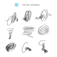 Set of vector scribbles. Sketchy drawings. Design elements.