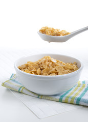 cornflakes with milk served for breakfast 