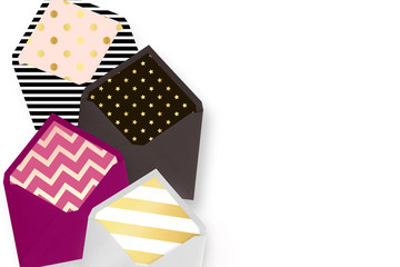 Fototapeta premium Mock up Invitation, table view, envelopes. White background.