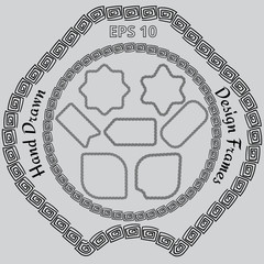 Set of black decorative hand-drawn frames