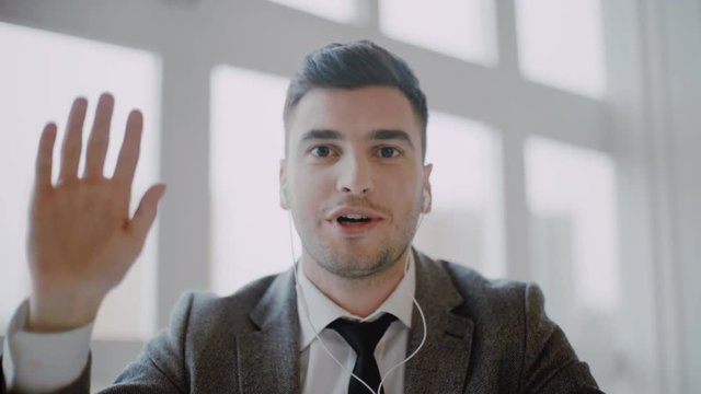 Handsome Businessman at Video Call Conference