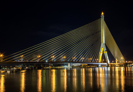 Rama8 bridge on chao phraya river bangkok city thailand © boonchoo