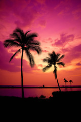 Hawaiian Sunset on Big Island Anaehoomalu Bay